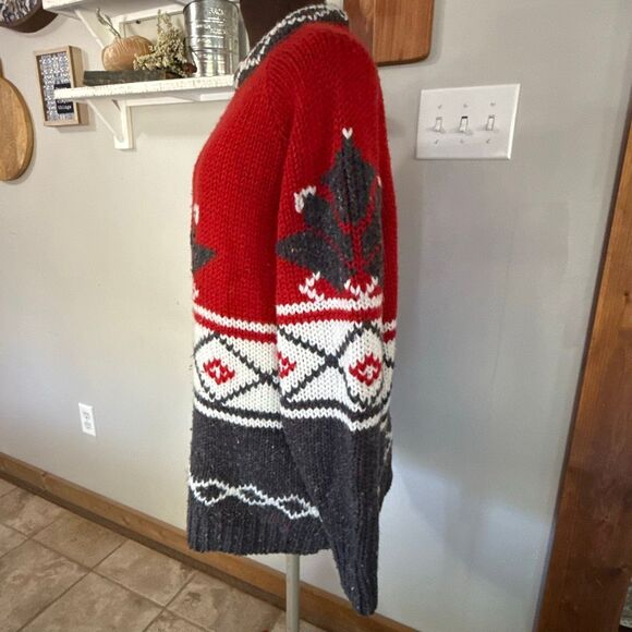 Susann D Nordic sweater womens size large red gray holidays skiing lodge winter - Picture 4 of 10
